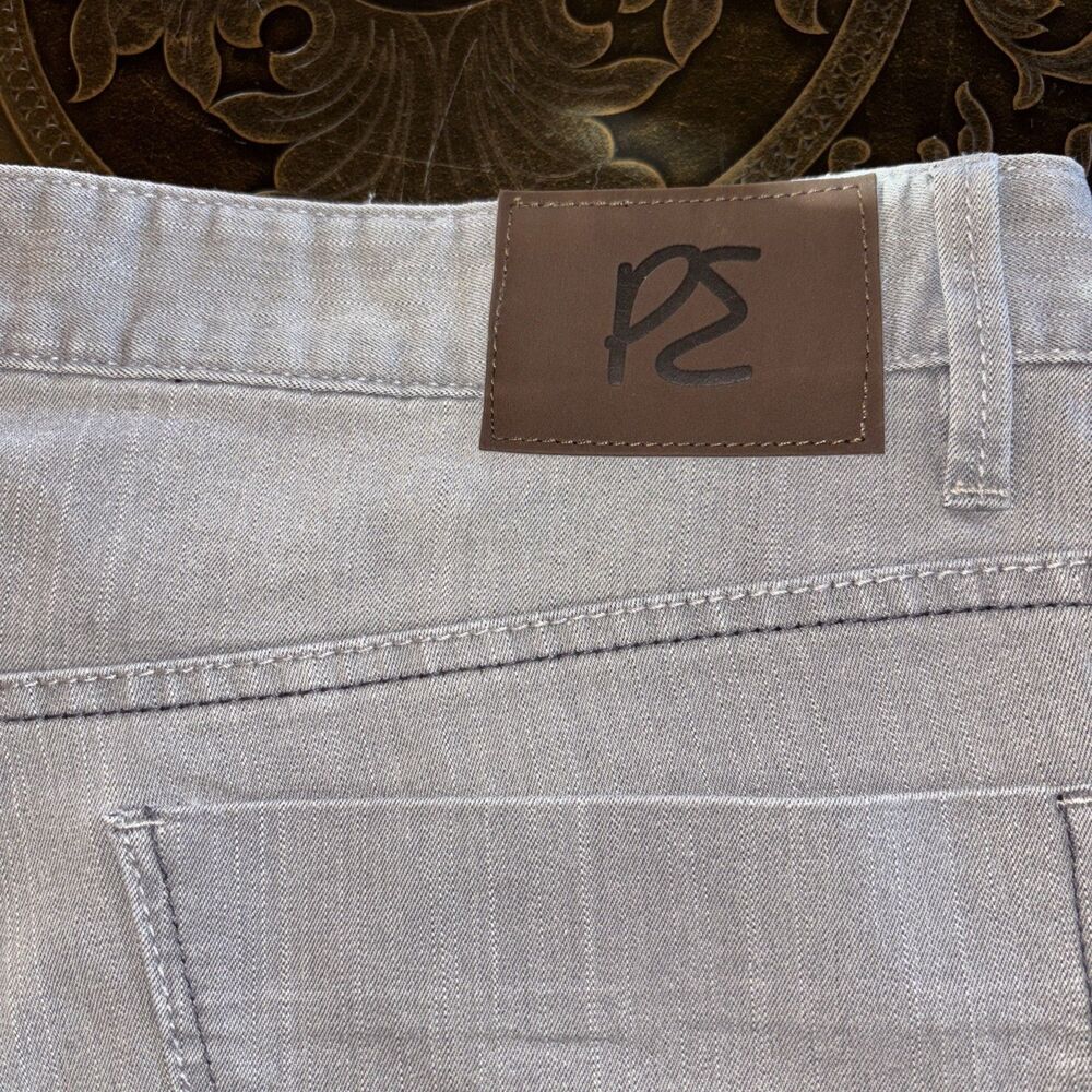 Perry Ellis Light Gray Jeans with Brown Leather Patch